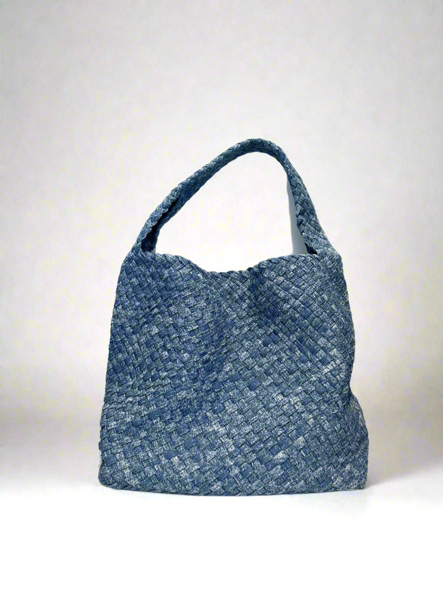 Denim One-shoulder Woven Bag