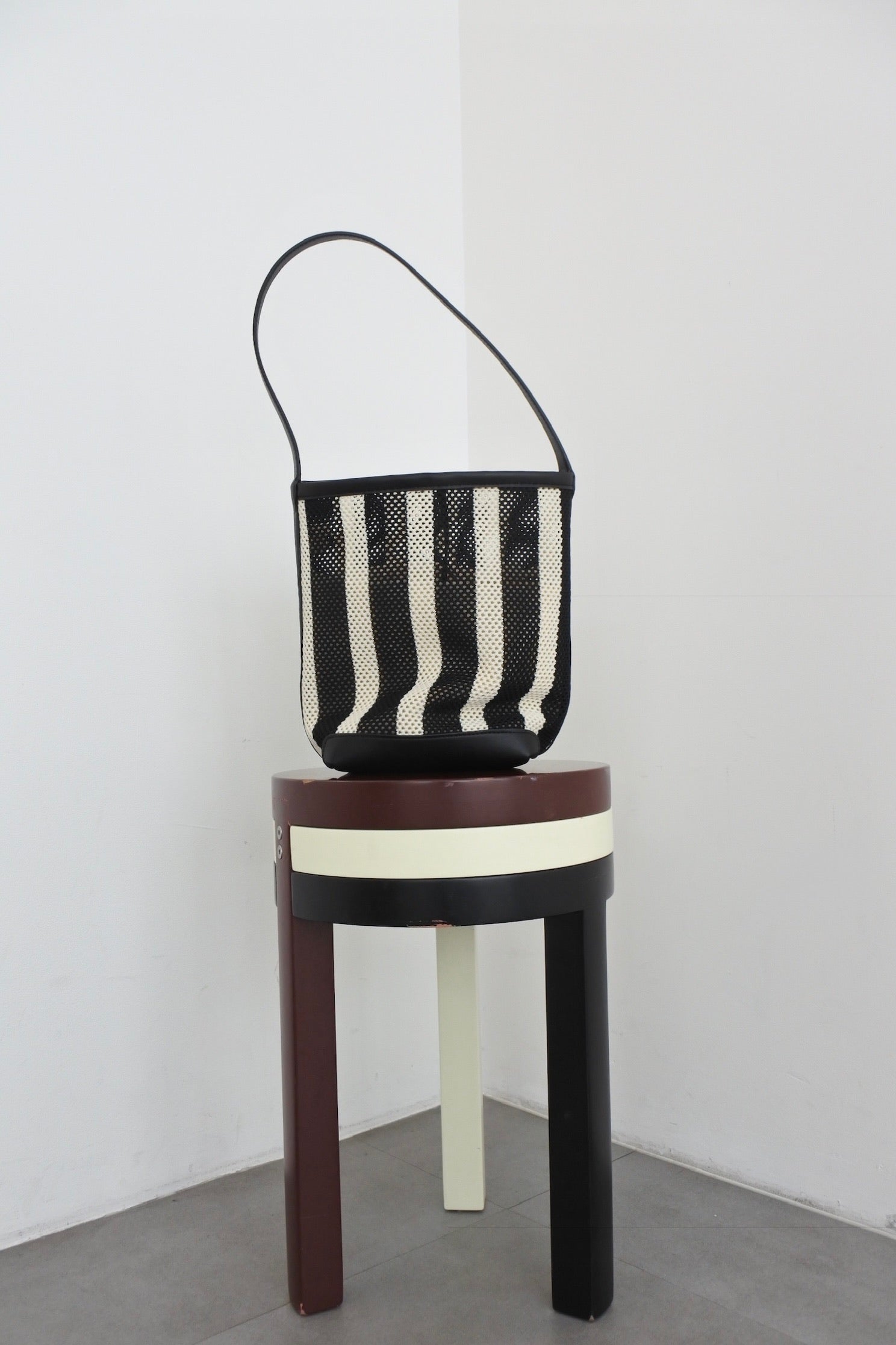 Black & White Mesh Bucket Bag