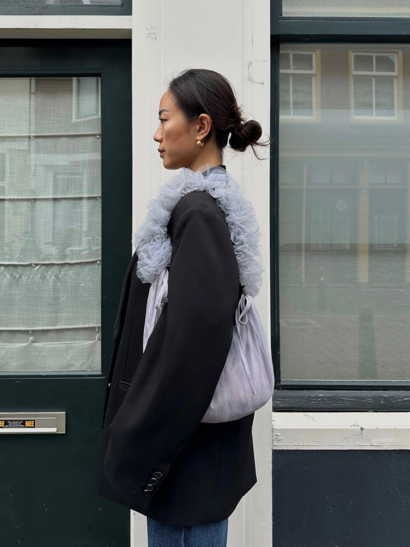 Lavender Shirring Cross Bag