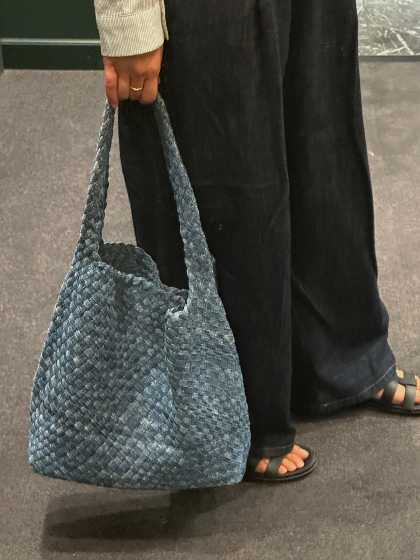 Denim One-shoulder Woven Bag