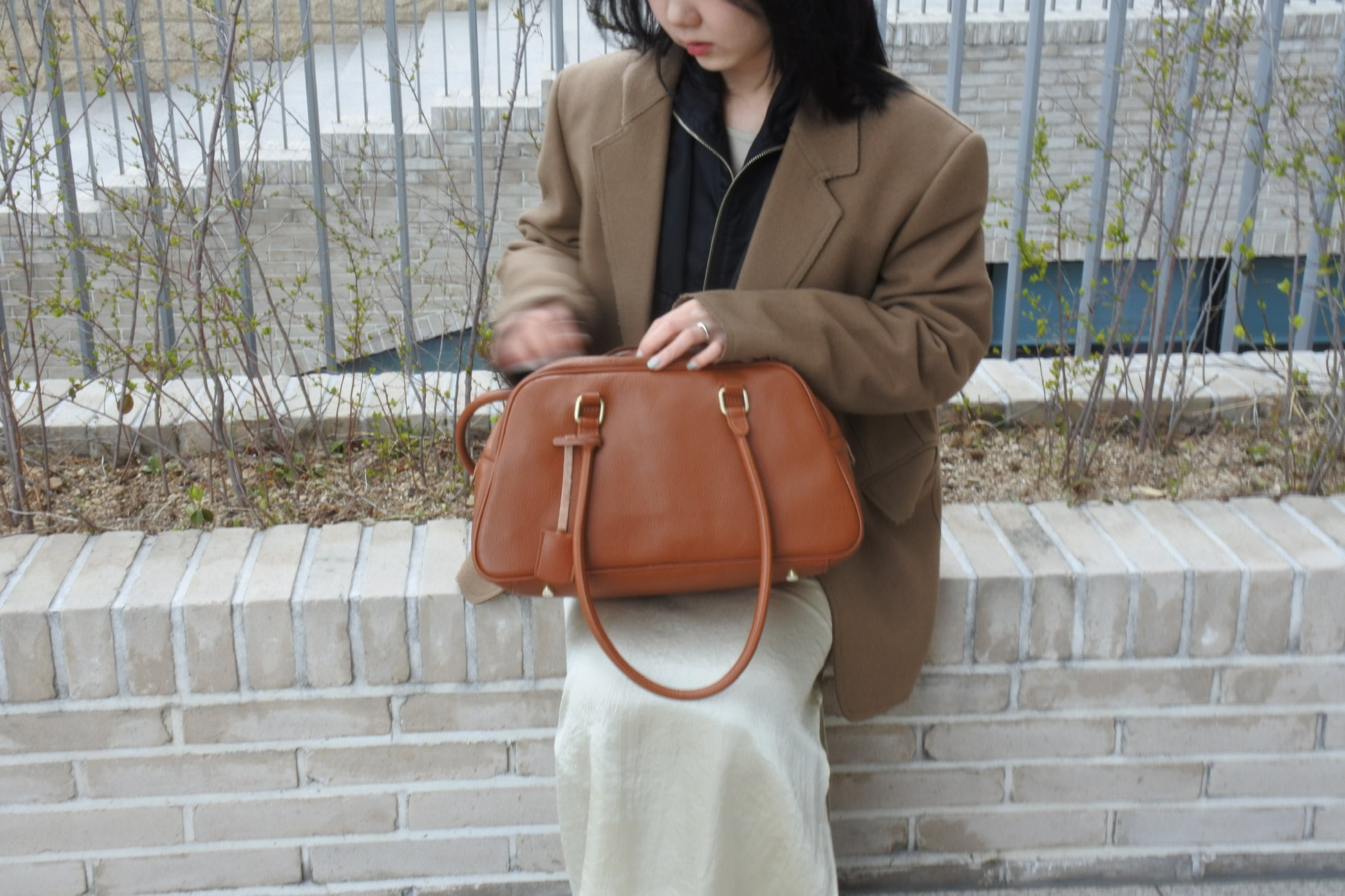 Tan Square Shoulder Bag