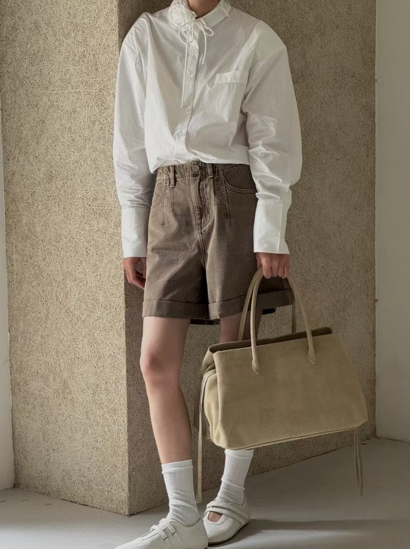 Beige Suede Tassel Bag