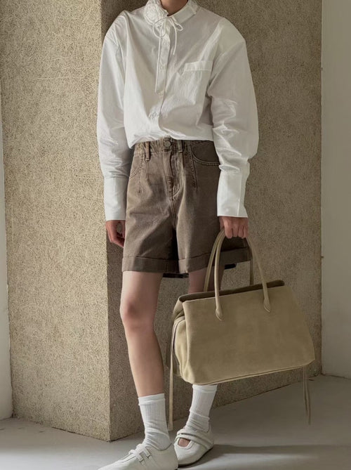 Suede Leather Tote bag - Tote laptop bag