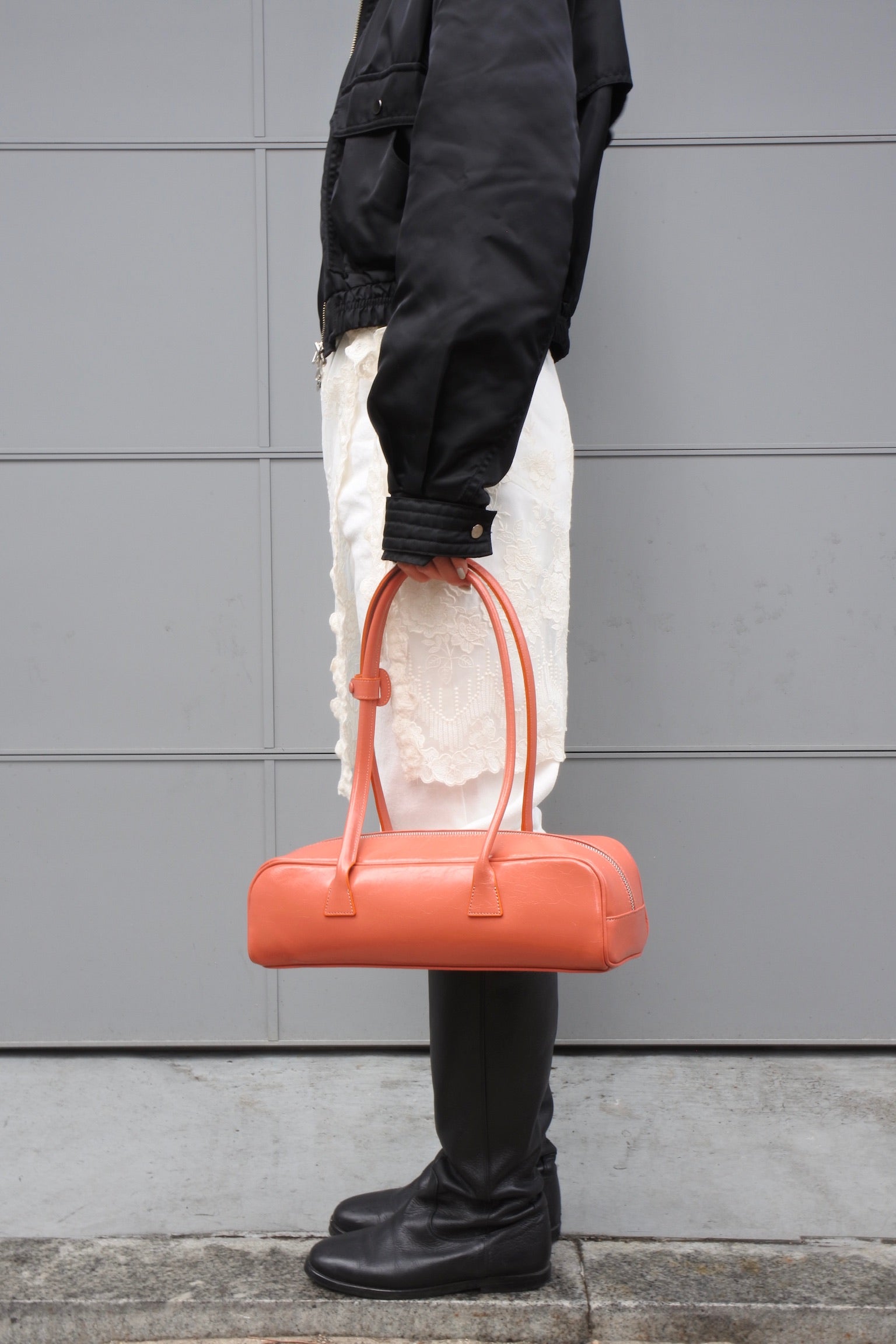 Coral Pink Baguette Bag