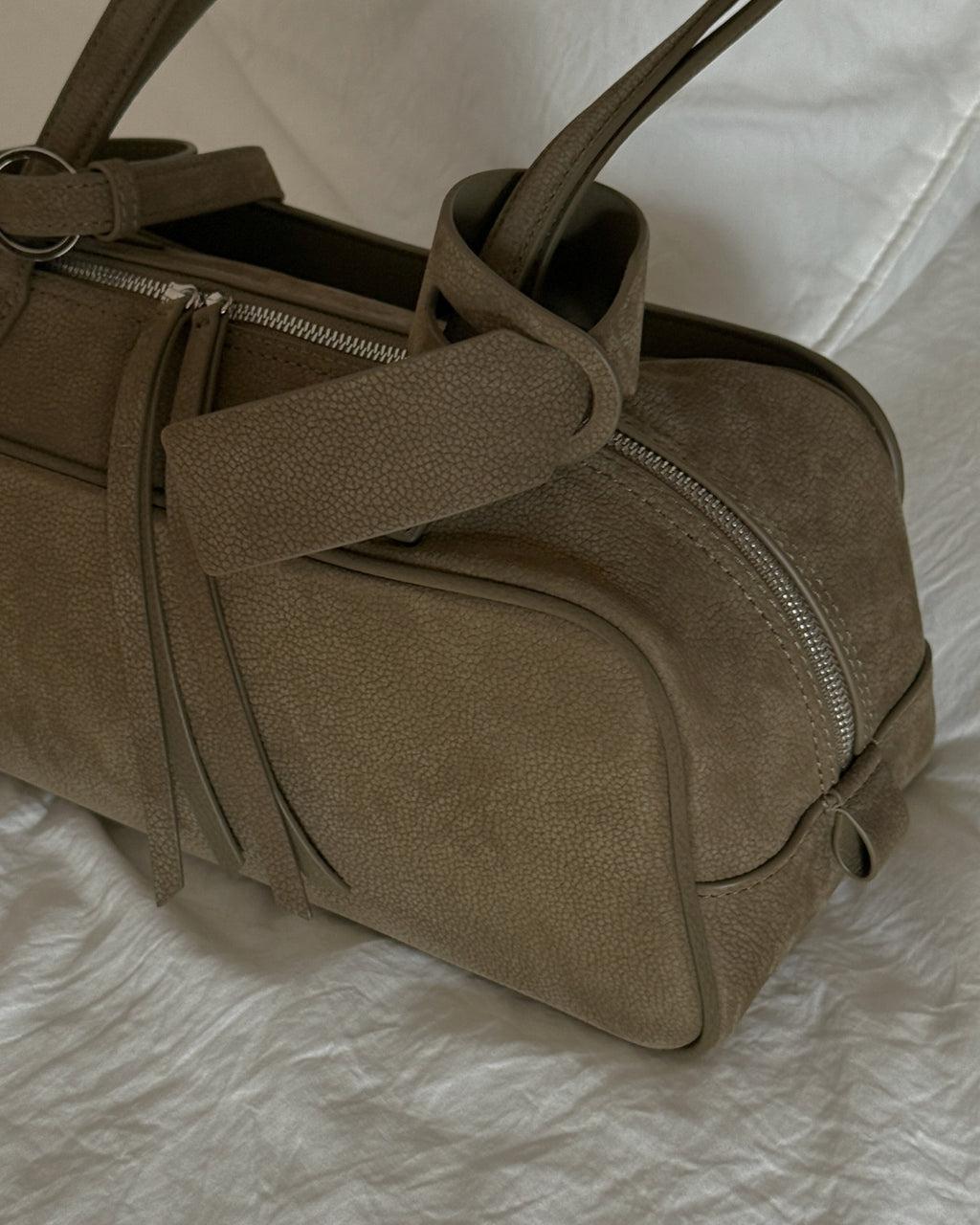 Khaki Nubuck Leather Pocket Bag