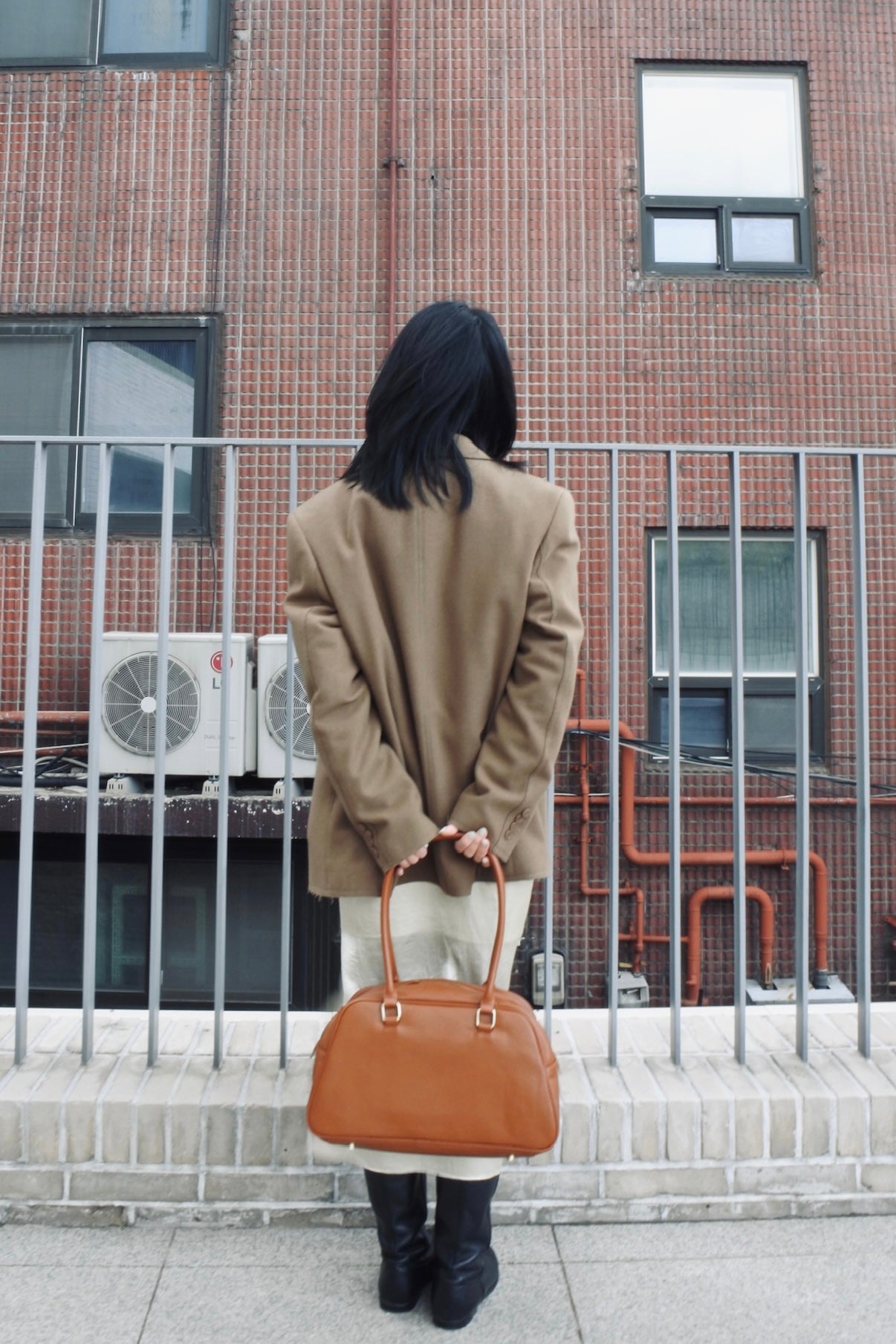 Tan Square Shoulder Bag
