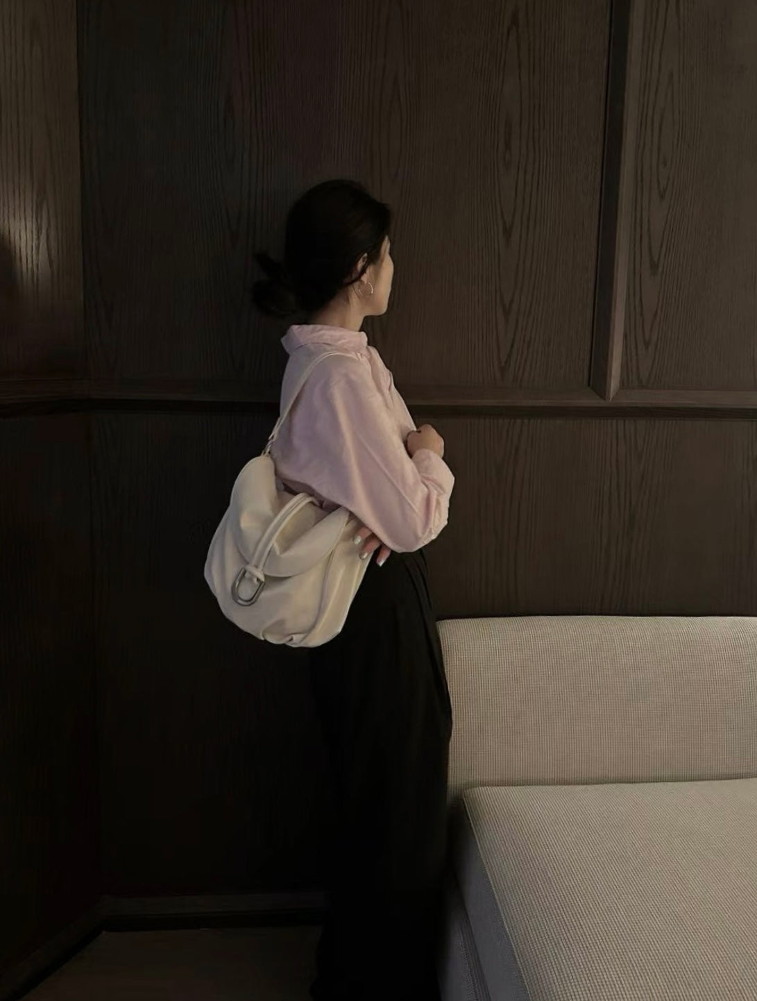 White Bold Buckle Bag