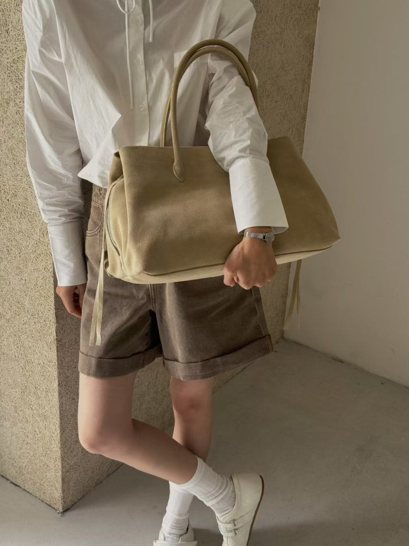 Beige Suede Tassel Bag