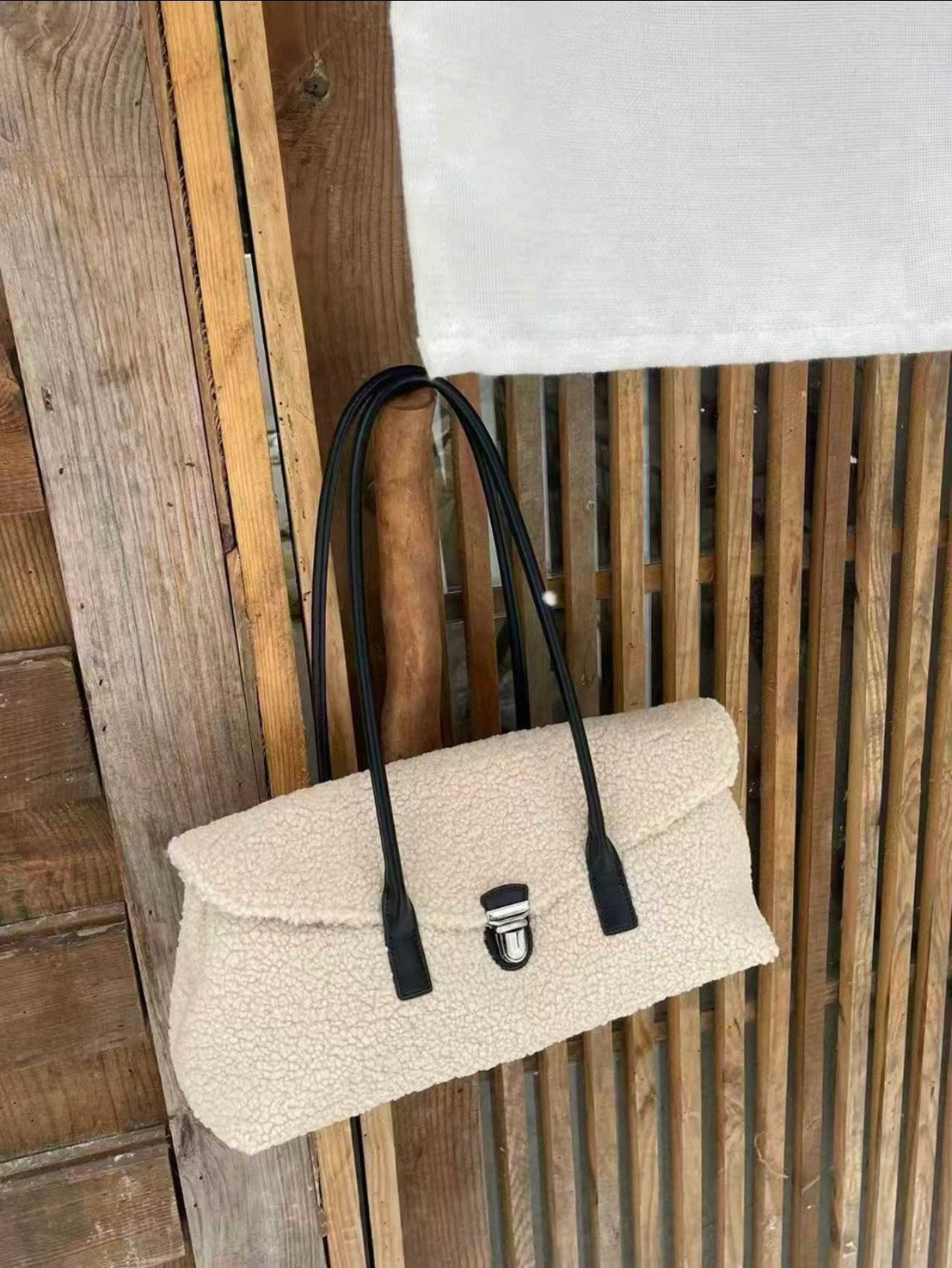 Ivory Fleece Shoulder Bag