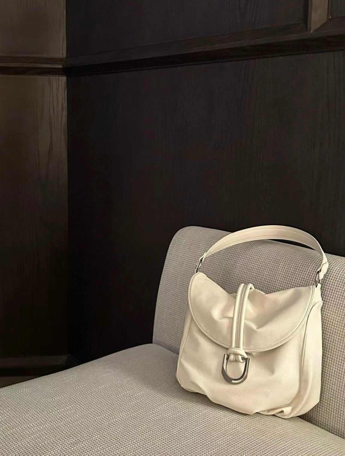 White Bold Buckle Bag