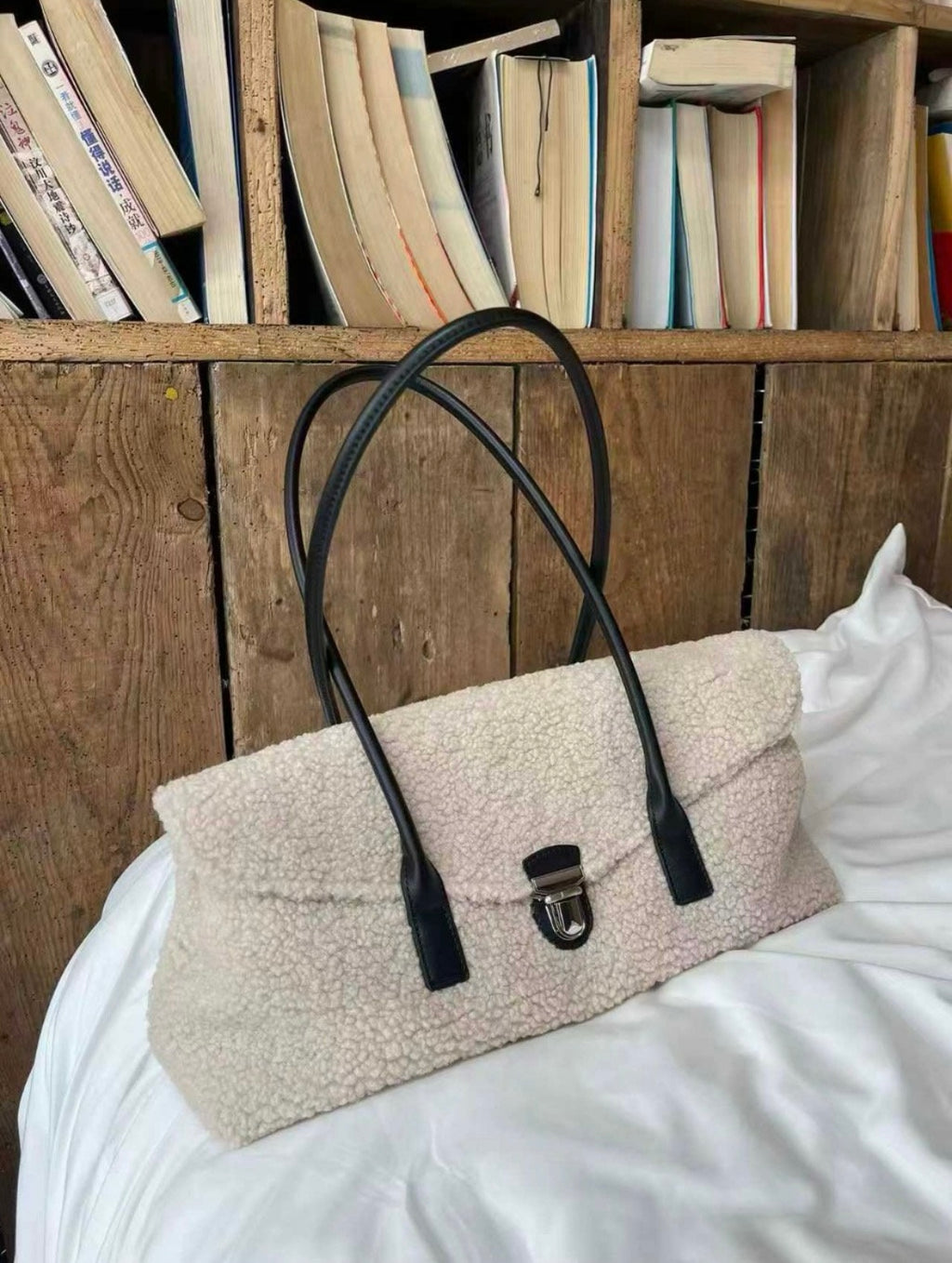 Ivory Fleece Shoulder Bag