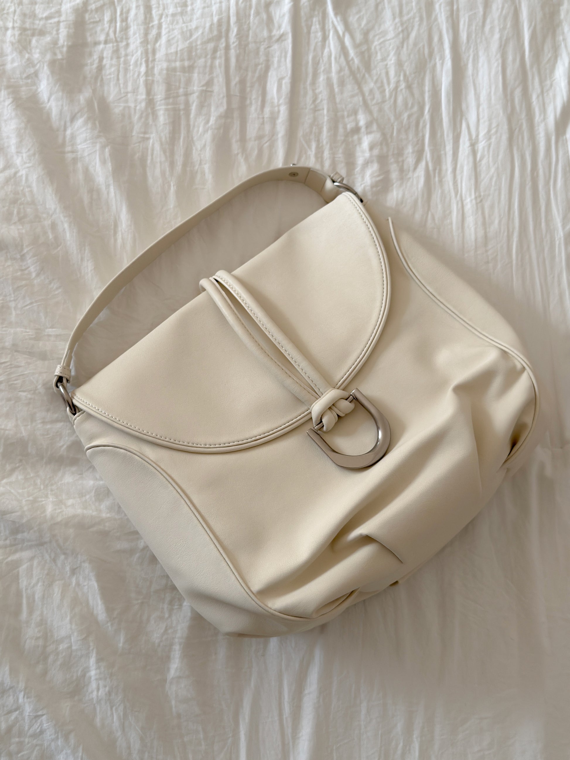 White Bold Buckle Bag
