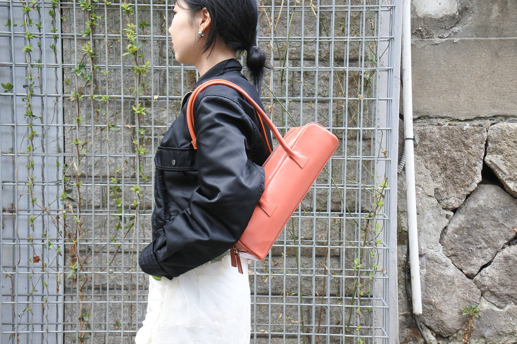 Coral Pink Baguette Bag