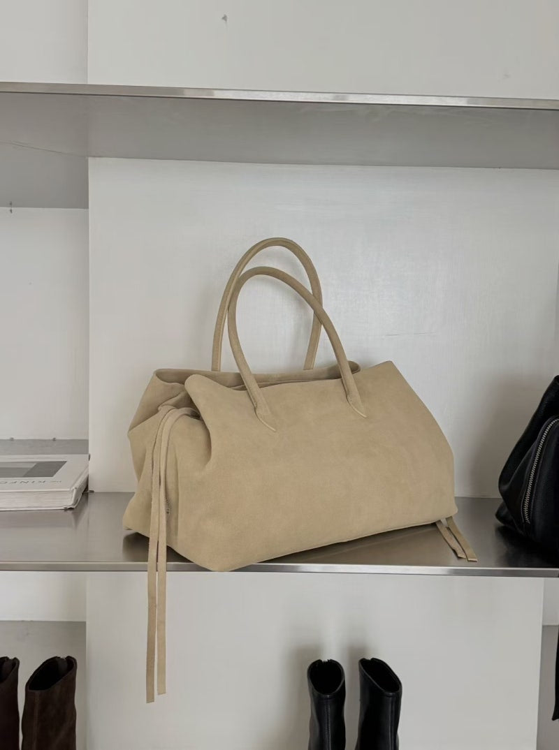 Beige Suede Tassel Bag