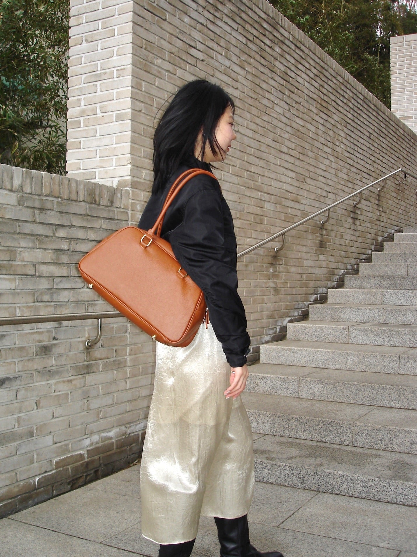 Tan Square Shoulder Bag