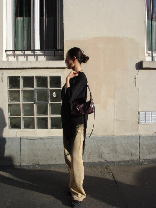 Burgundy Half-Moon Bag
