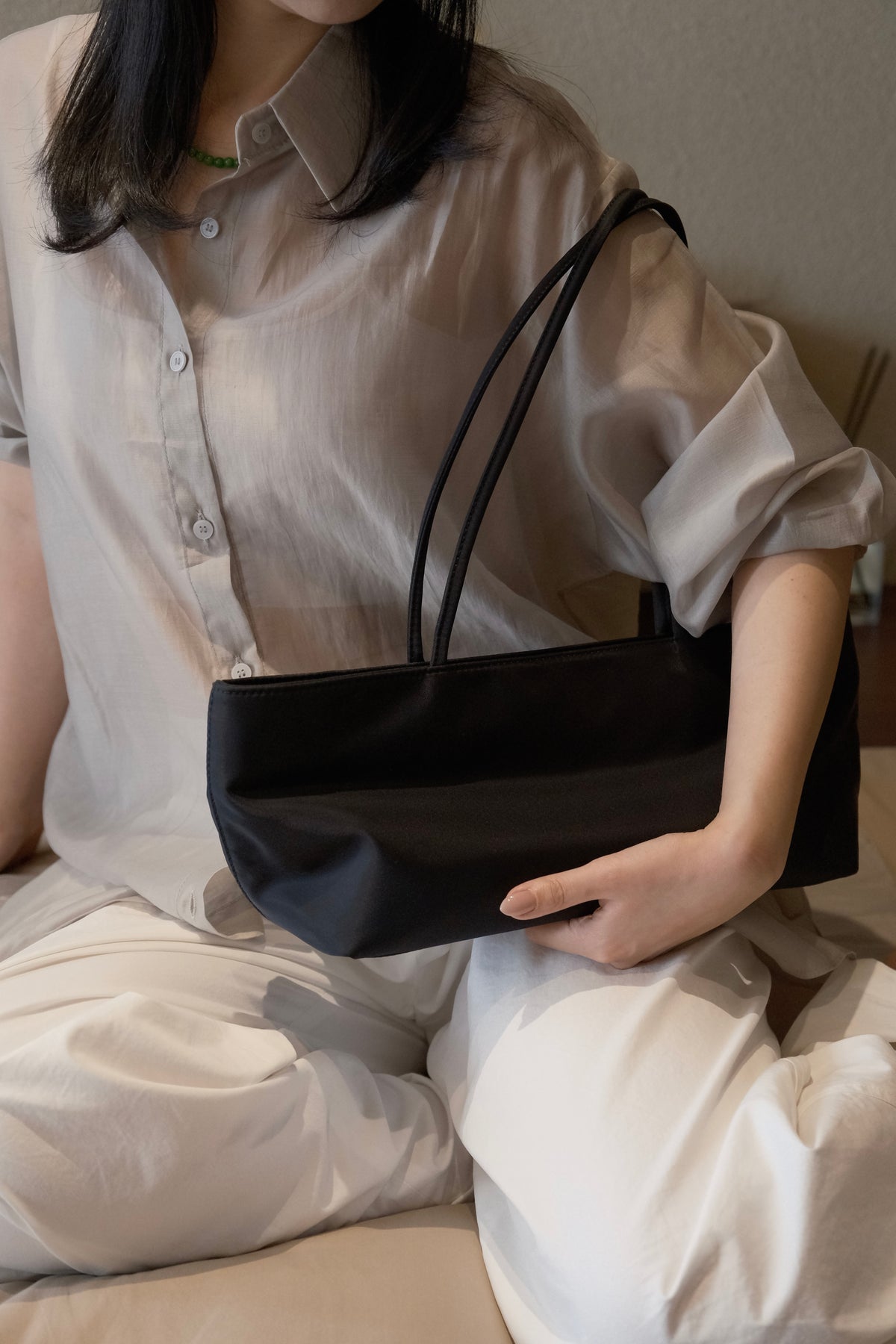 Black Long Square Nylon Bag