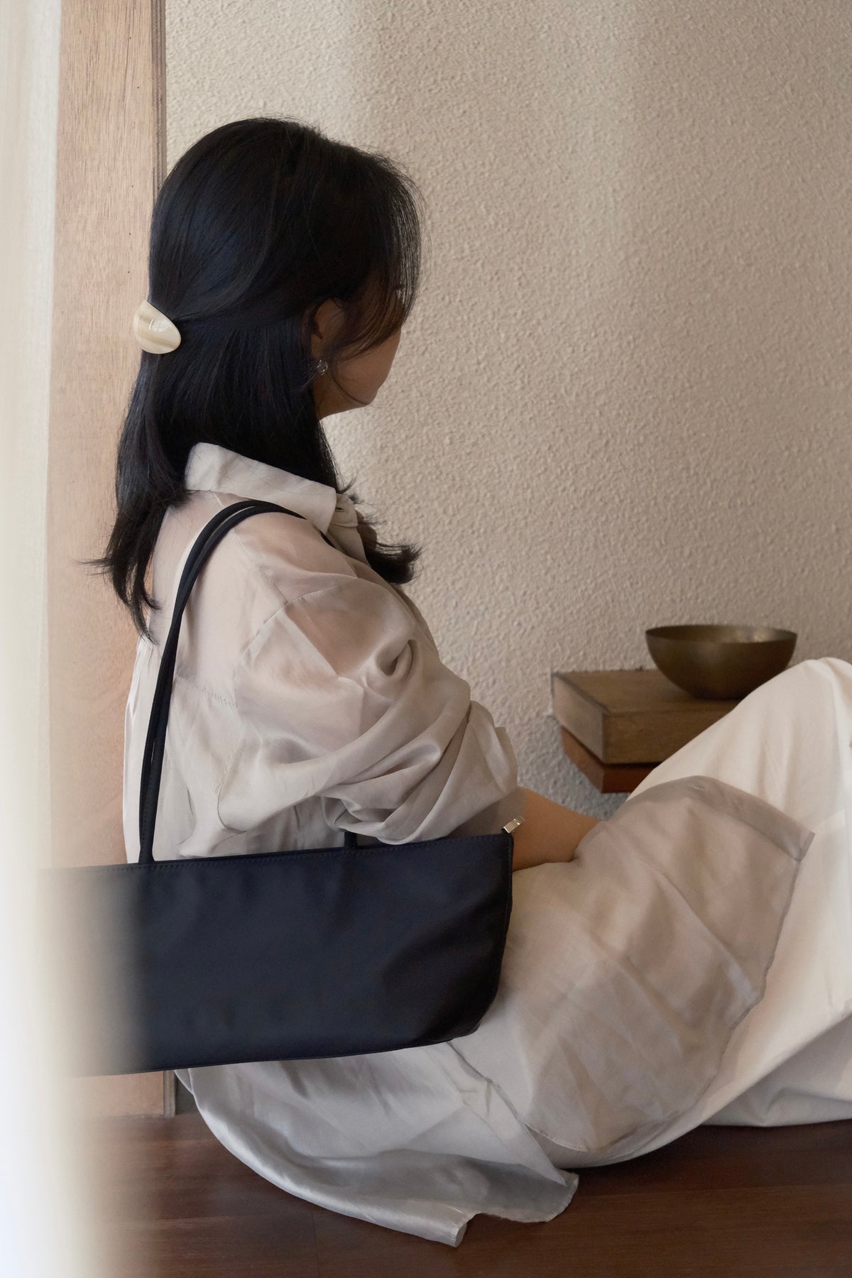 Black Long Square Nylon Bag
