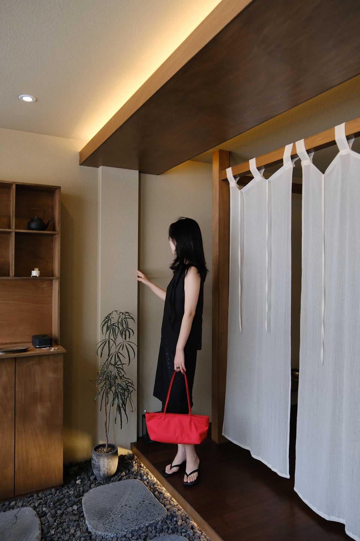 Red Long Square Nylon Bag