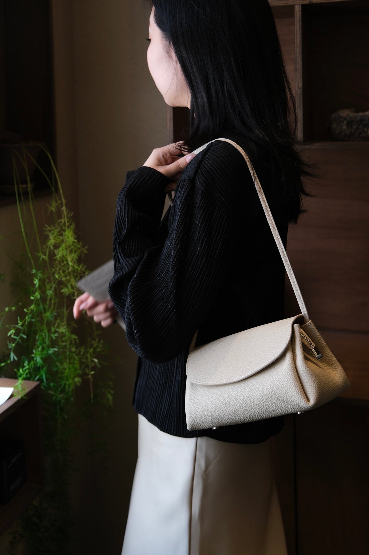 Cream Leather Mini Bag