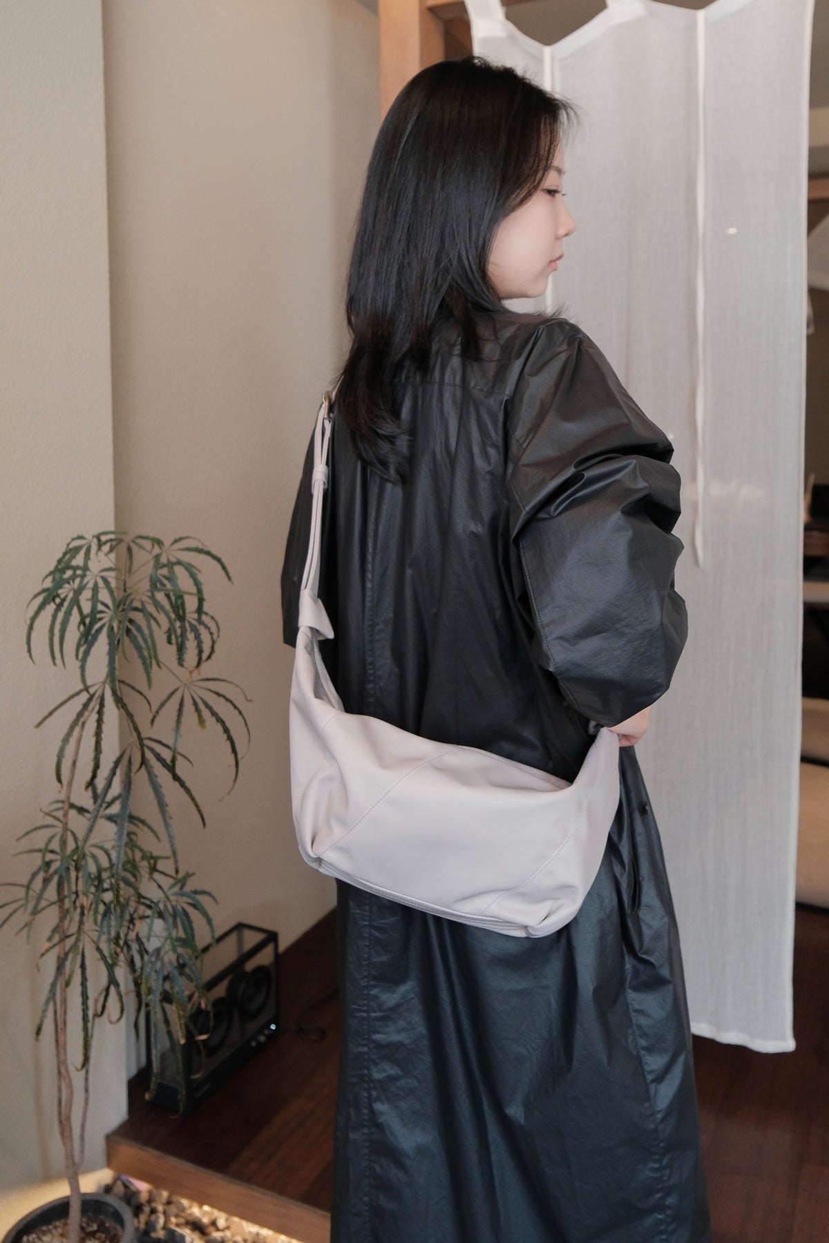 Ivory Nylon Messenger Bag