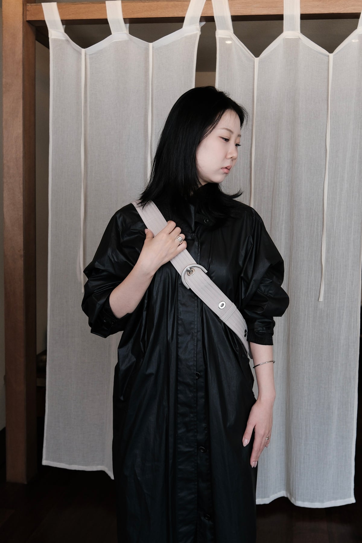Ivory Nylon Messenger Bag