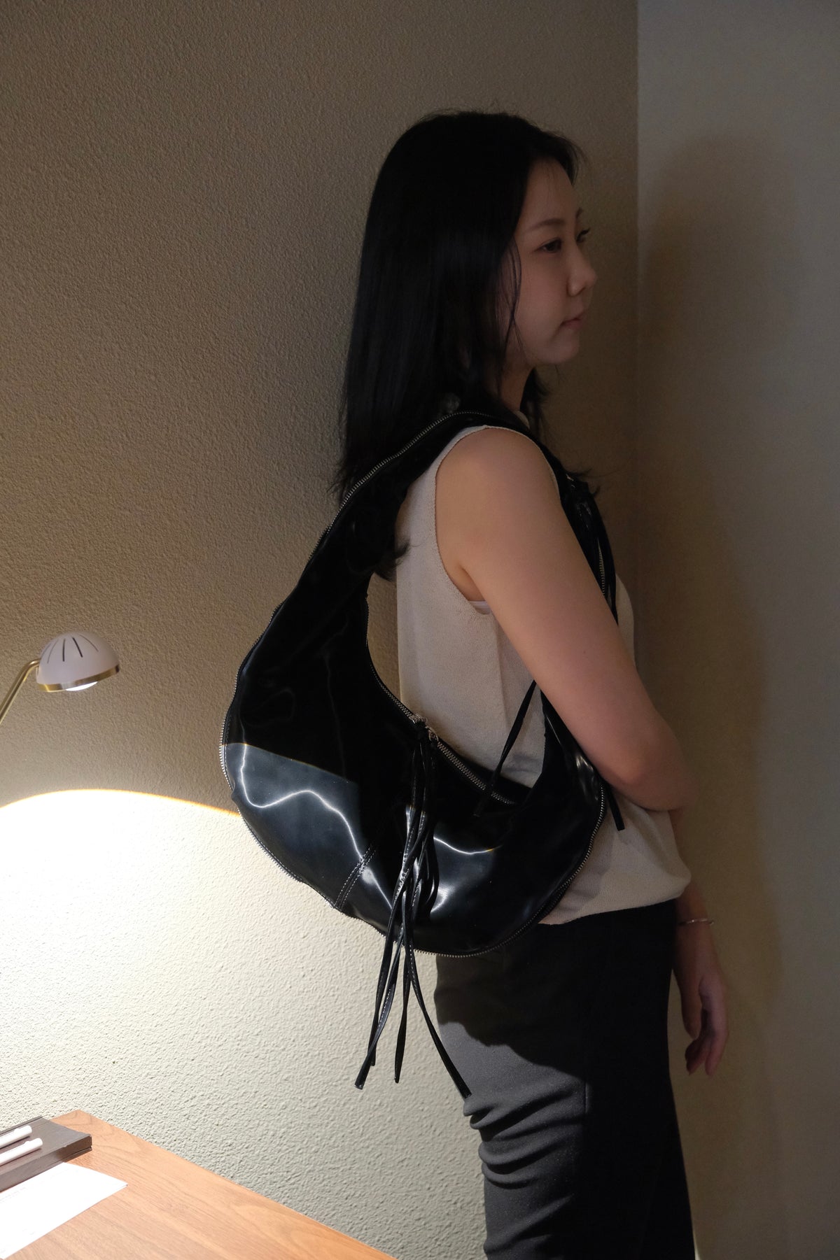 Glossy Round Tassel Hobo Bag