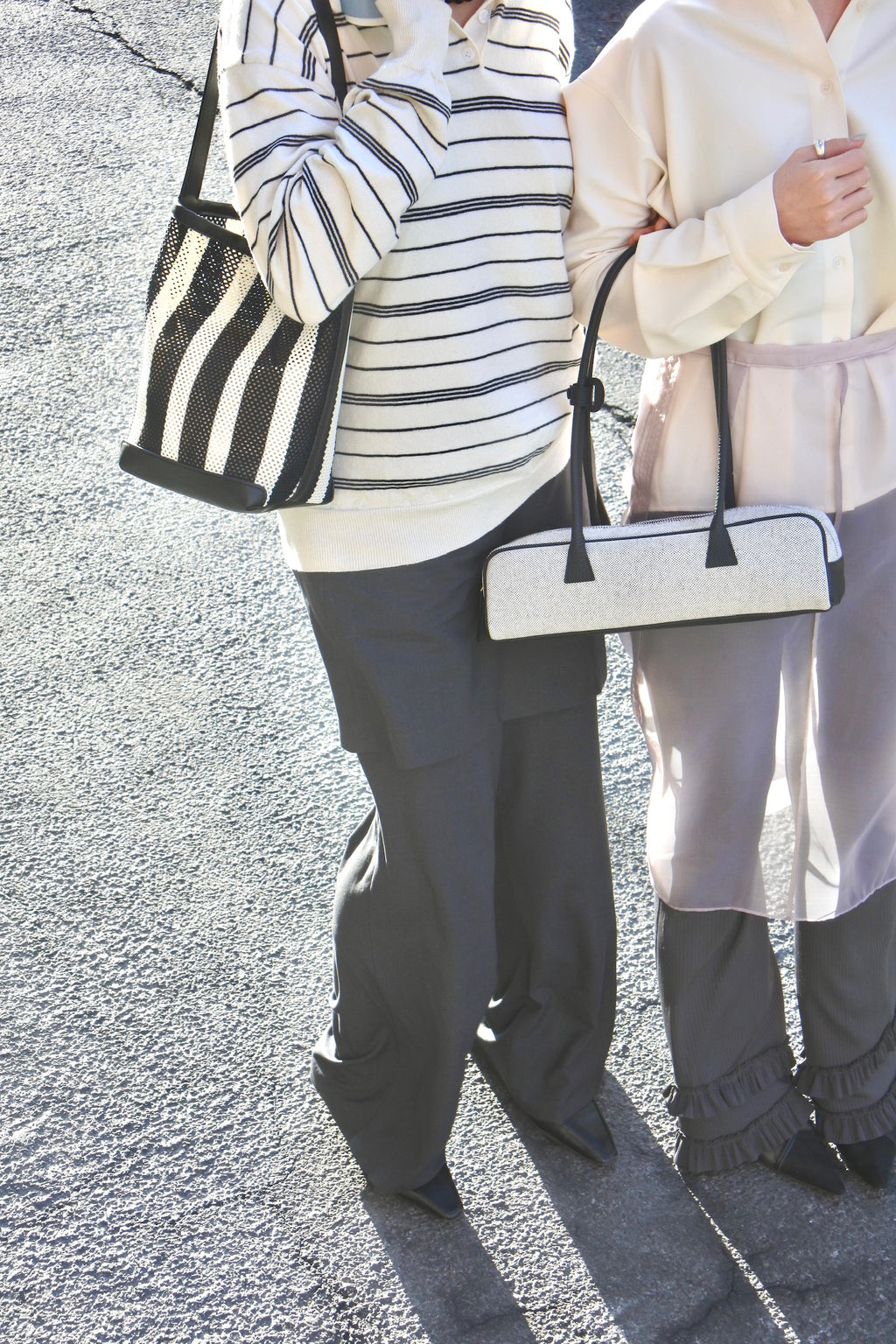 Canvas Leather Baguette Bag
