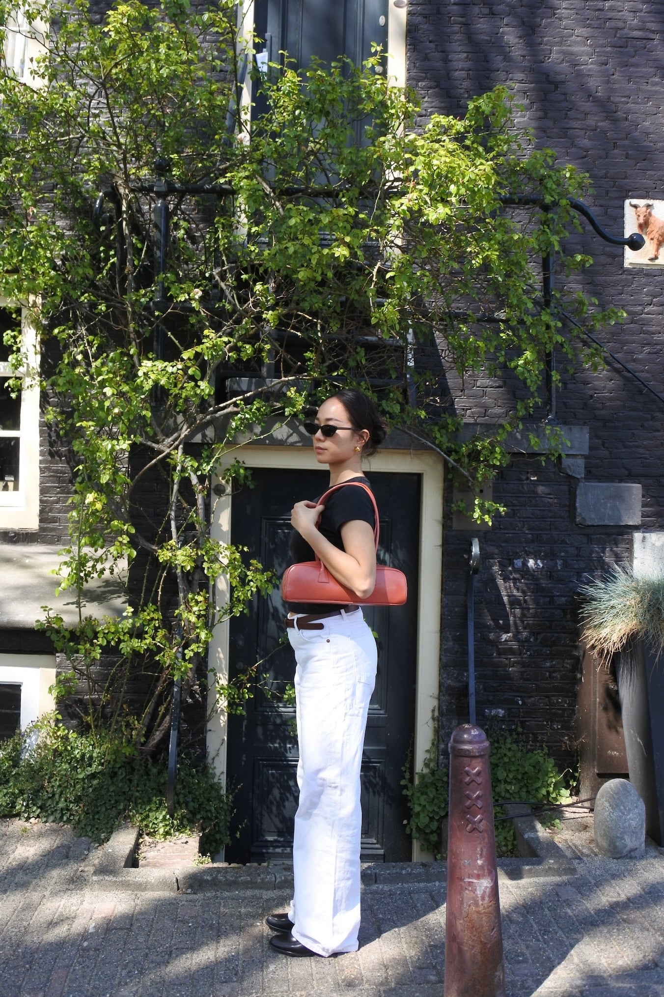 Coral Pink Baguette Bag