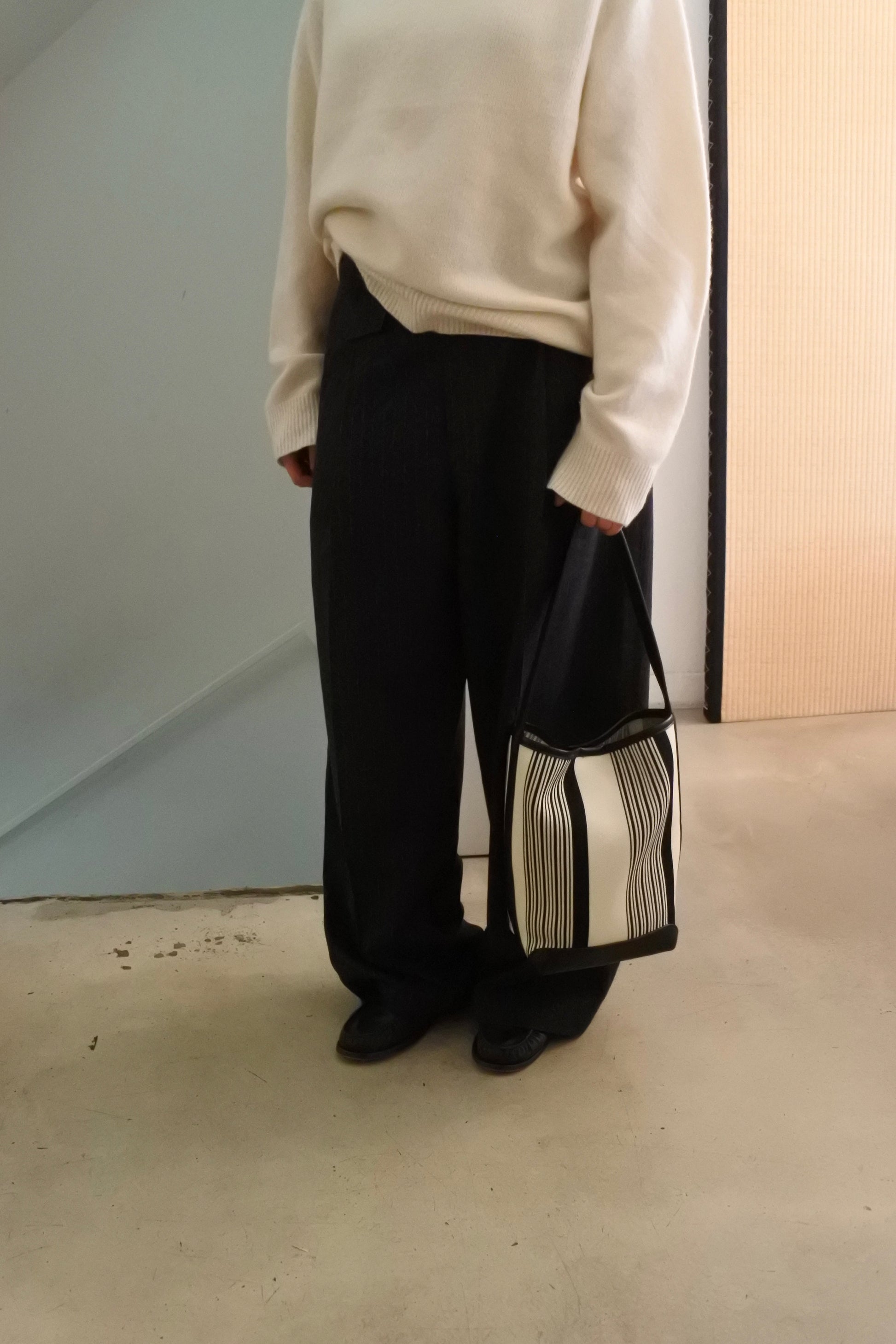 Striped Canvas Bucket Bag