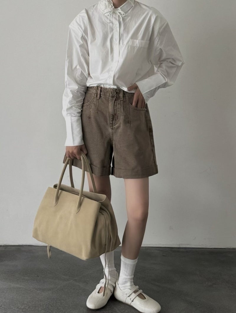 Beige Suede Tassel Bag