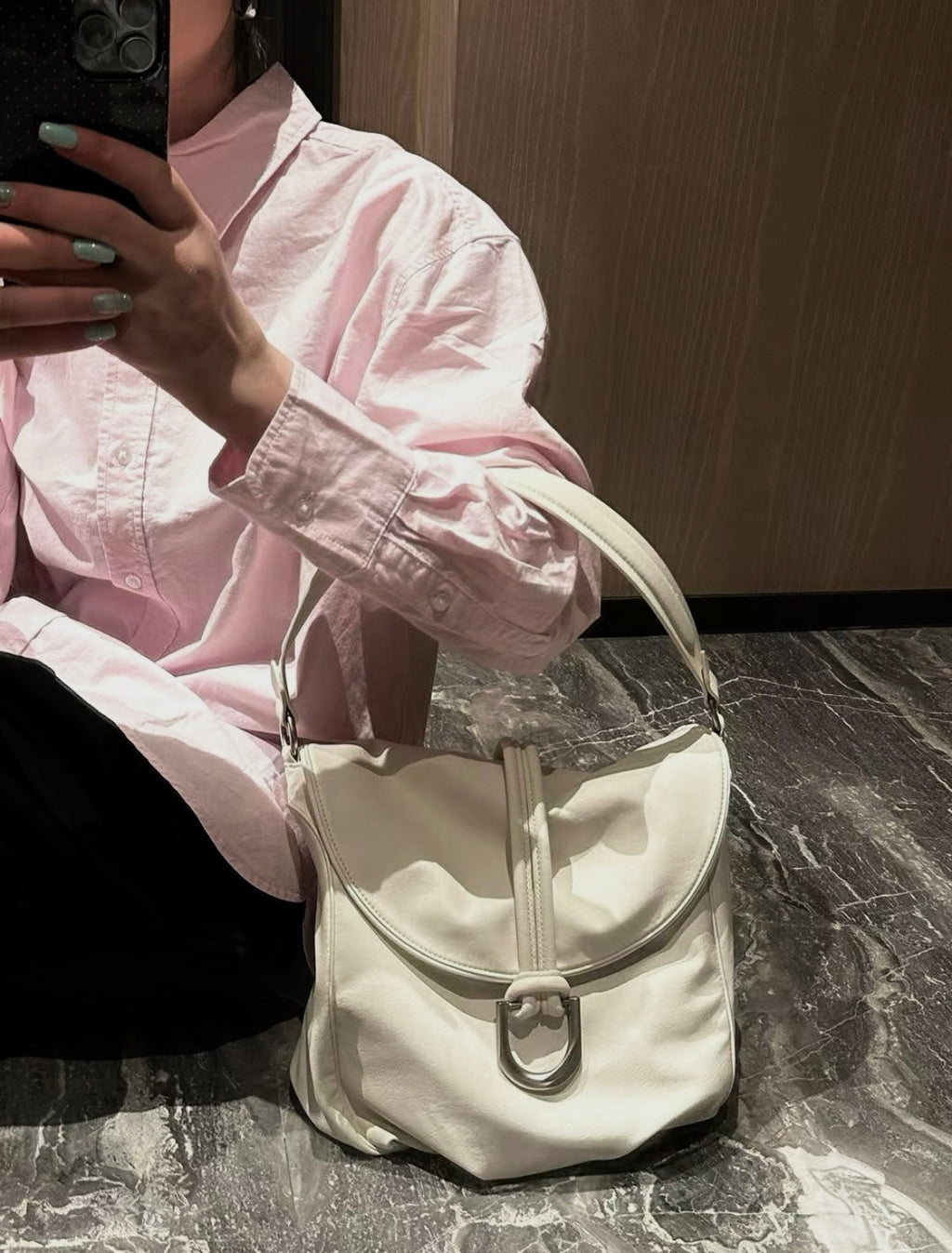 White Bold Buckle Bag