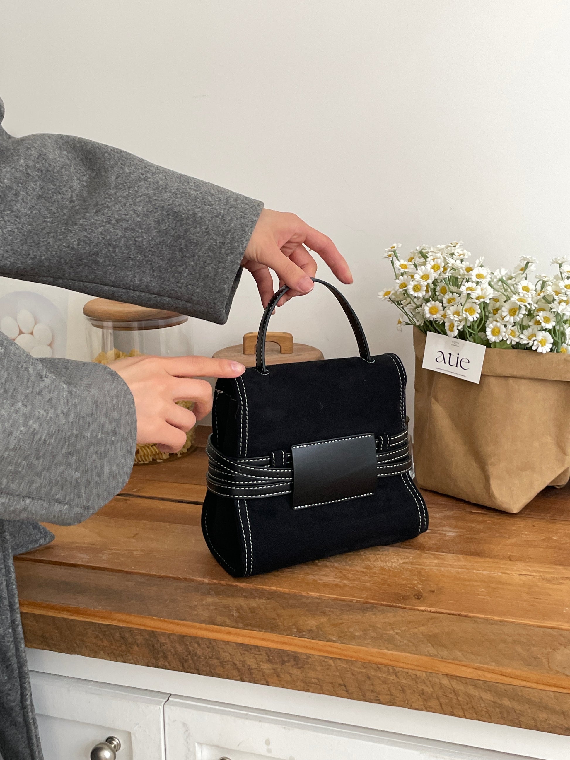 Contrast Stitch Belt Mini Bag