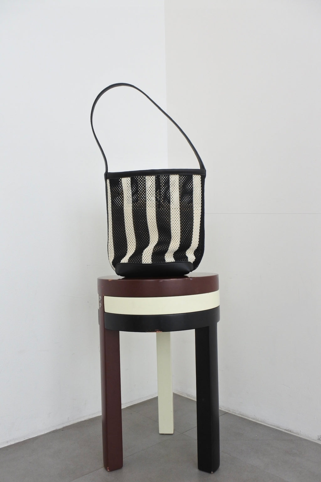 Black & White Mesh Bucket Bag