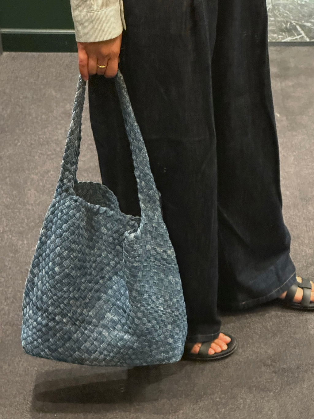 Denim One-shoulder Woven Bag