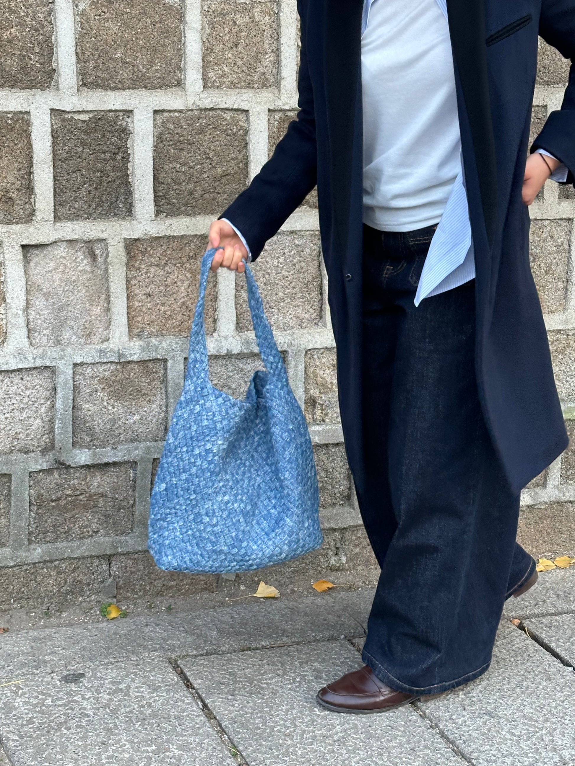 Denim One-shoulder Woven Bag