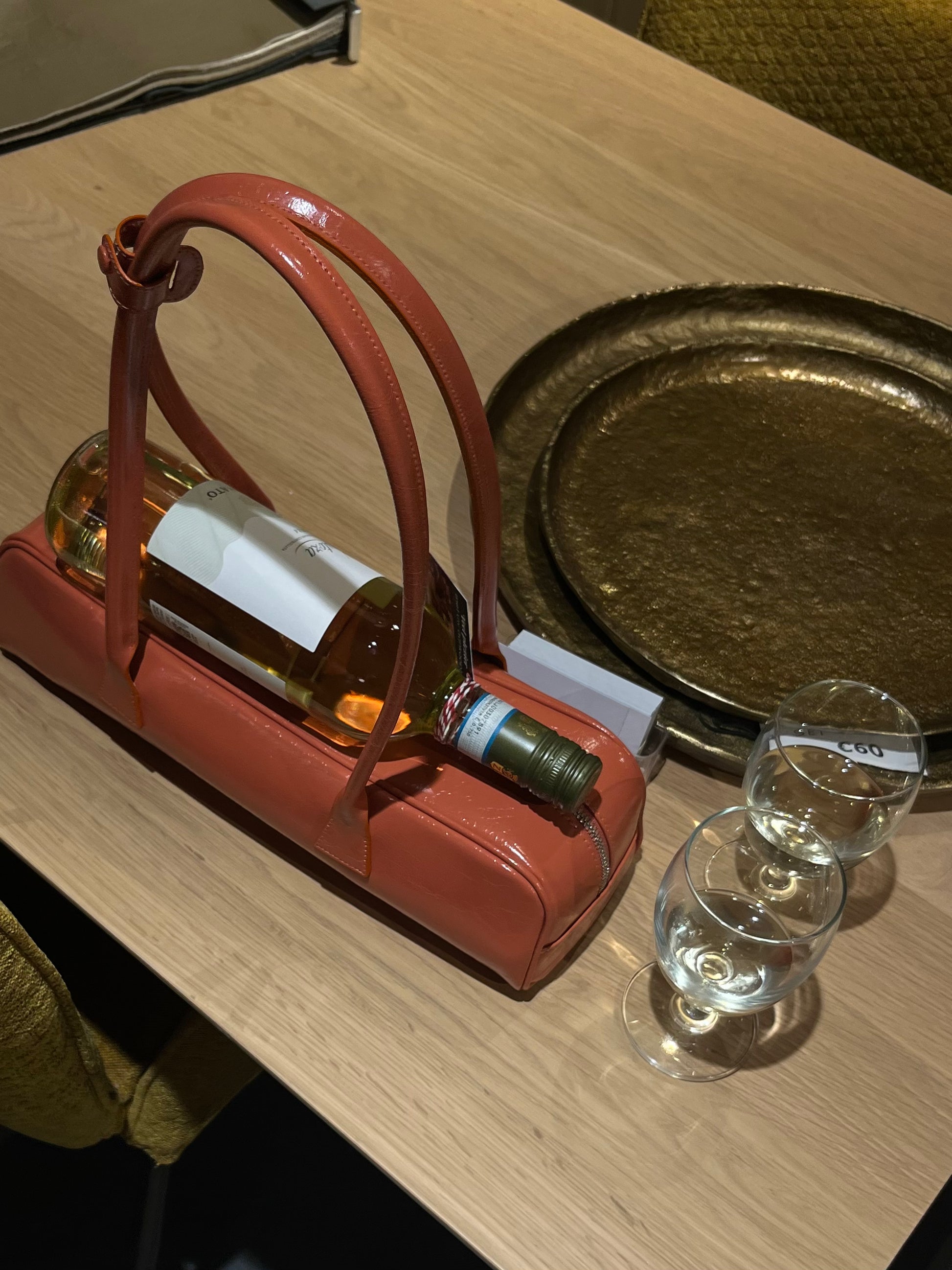 Coral Pink Baguette Bag