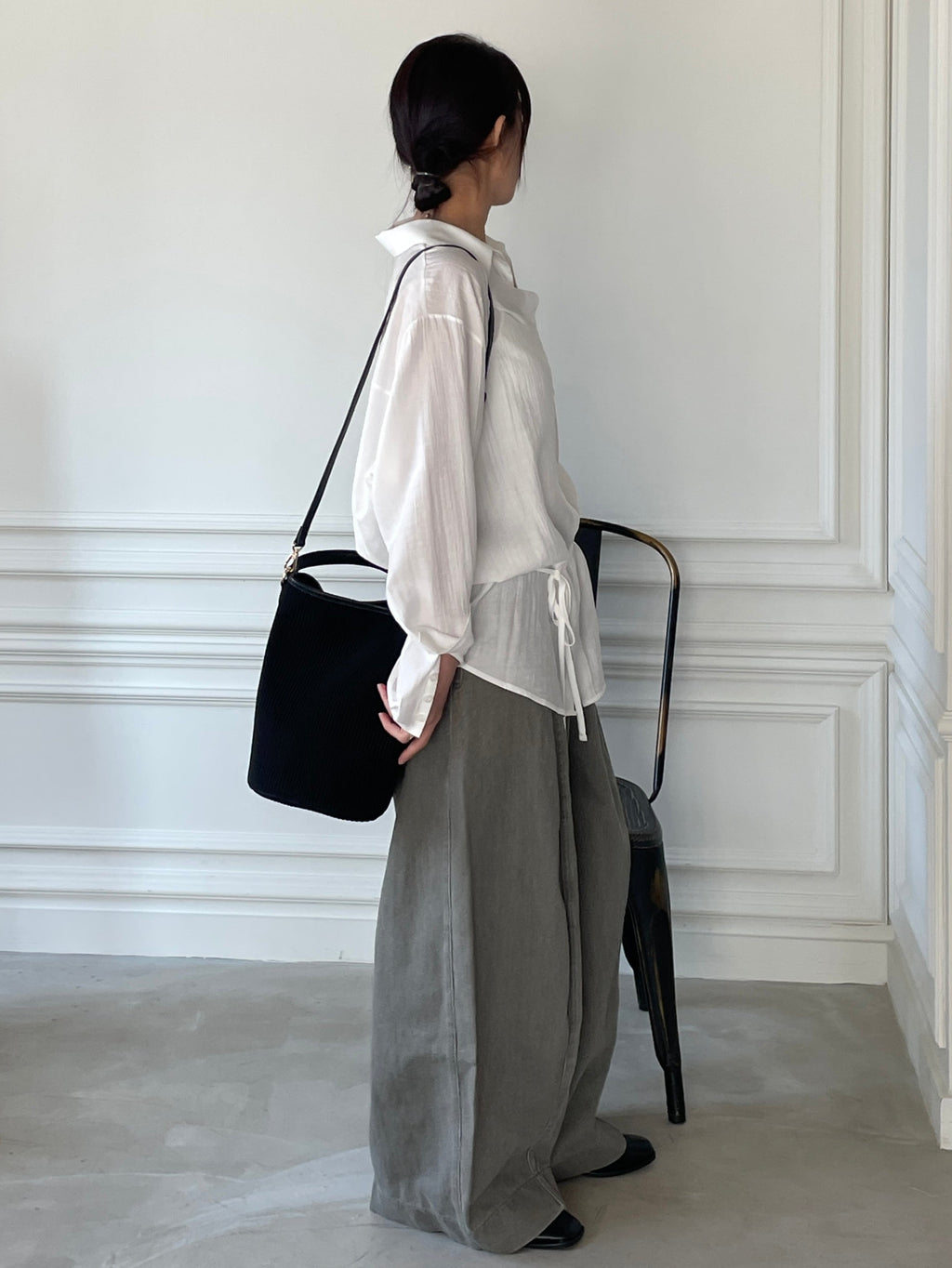 Black Rib Leather Combi Bag