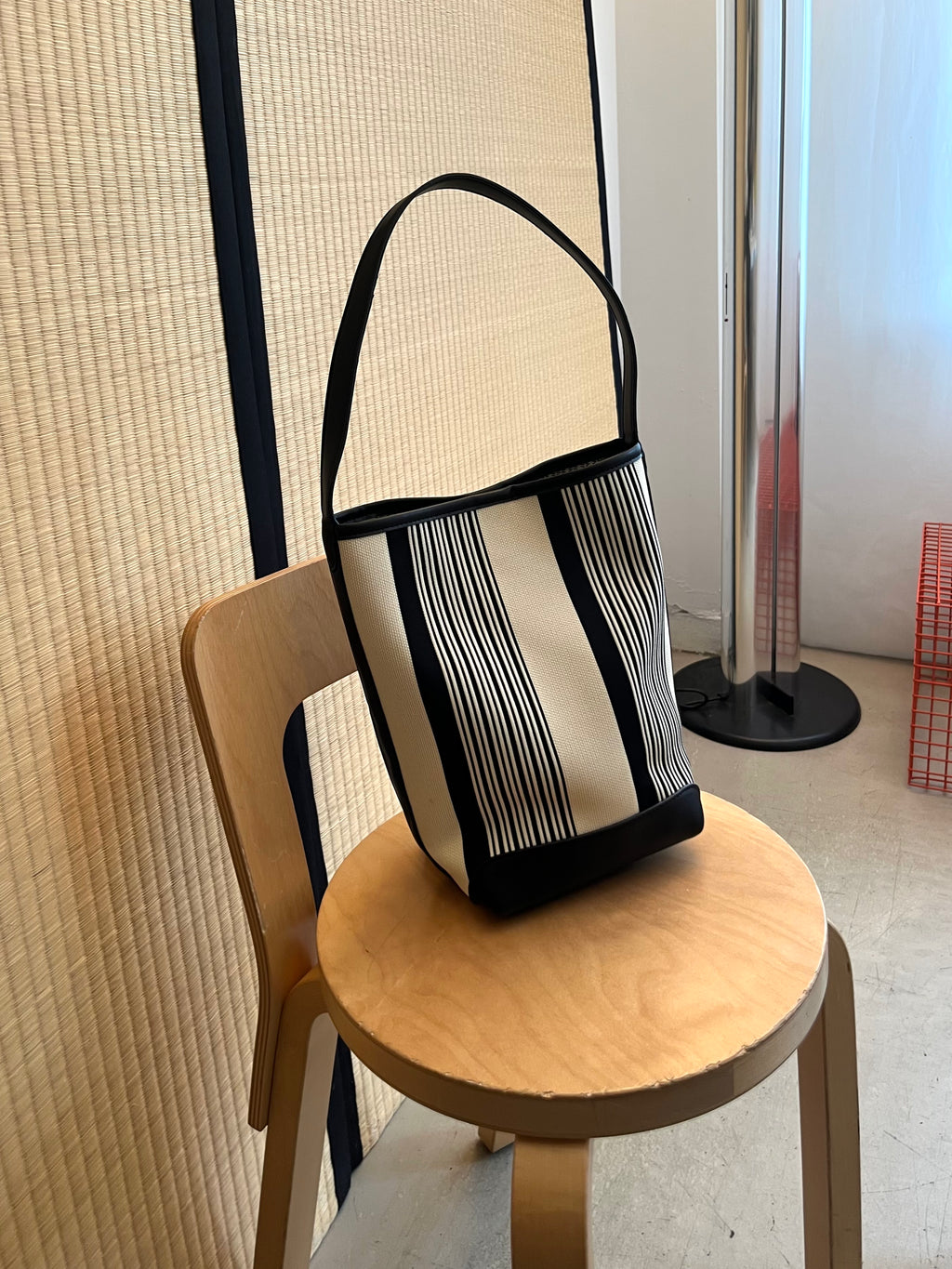 Striped Canvas Bucket Bag